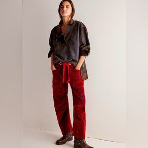 Free People We the Free Moxie Flocked Barrel Jeans